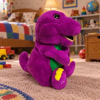 Photo of Vintage 1992 Dakin Barney the Dinosaur Plush 11” Lyons Group Purple PBS Toy