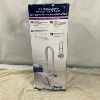 Photo of Drive Medical 12036 Adjustable Bathtub Safety Rail White Clamp-on Grab Bar 12"