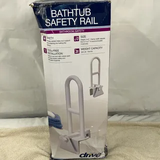 Photo of Drive Medical 12036 Adjustable Bathtub Safety Rail White Clamp-on Grab Bar 12"