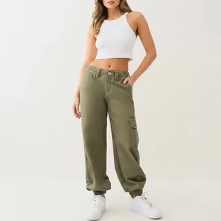 Photo of True Religion Bobbi Baggy Cargo Pants Olive Green Size 29 Y2K