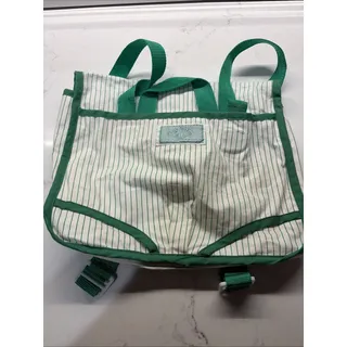 Photo of Vintage 1984 Cabbage Patch Kids Baby Doll Diaper Bag Carrier Green Striped