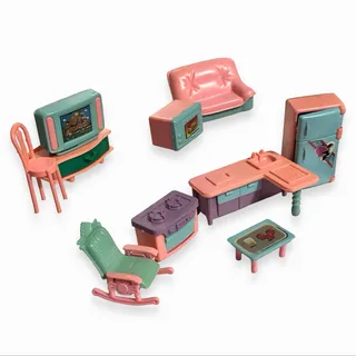 Photo of Vintage 1990s Toys R Us My Sweet Home Dollhouse Furniture 11 Pc Pastel Lot