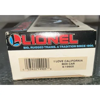 Photo of Lionel 6-19905 I Love California Boxcar O Gauge NEW IN BOX