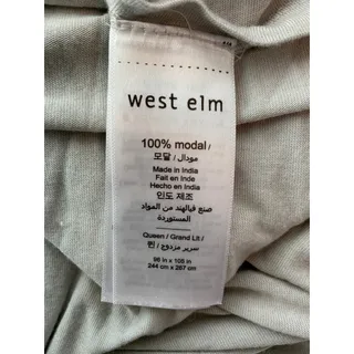 Photo of West Elm Queen Flat Sheet Grey 100% Tencel Modal Bedding 105x96 Soft Cooling
