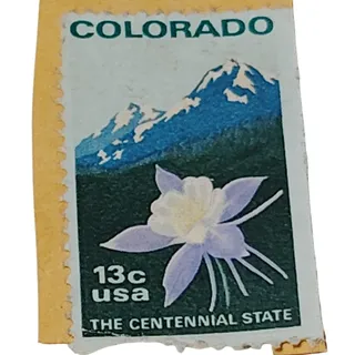Photo of 1977 Colorado Centennial 13C USA Postage Stamp Columbine Rocky Mountain USPS