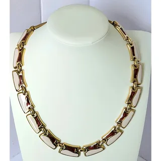 Photo of Chic Pink & Red Enamel & Gold Link Statement Necklace