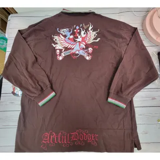 Photo of Artful Dodger 4XL Brown Skull Eagle Graphic Polo Shirt NWT