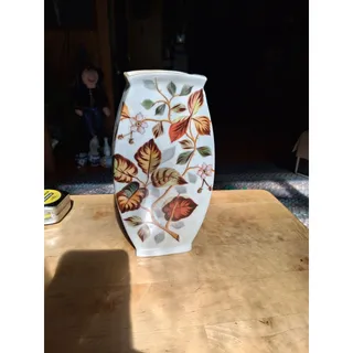 Photo of Pair matching Erdman Schledgemilch Floral Oval Porcelain Vases 8.25" (3177)