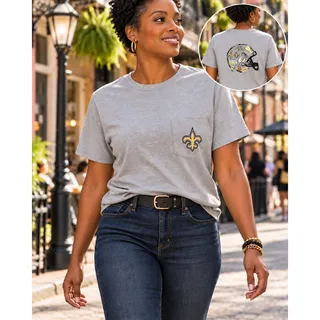 Photo of NFL New Orleans Saints Women’s Gray Pocket T-Shirt Small NWT
