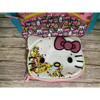 Photo of Sanrio Hello Kitty Mini Backpack Canvas Travel School Bag Teal Pink Colorful Print