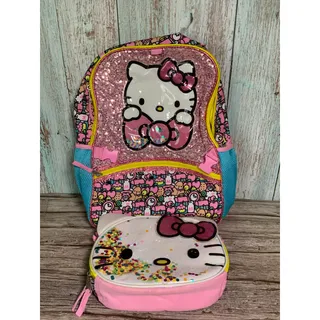 Photo of Sanrio Hello Kitty Mini Backpack Canvas Travel School Bag Teal Pink Colorful Print