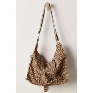 Photo of Free People Wild Things Oversized Tote Leopard Print Suede Leather Shoulder Bag