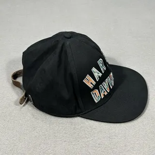 Photo of Harley-Davidson Black Strapback Hat Tropical Motorcycle Underbrim Leather Strap
