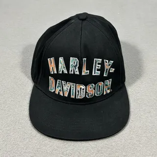 Photo of Harley-Davidson Black Strapback Hat Tropical Motorcycle Underbrim Leather Strap