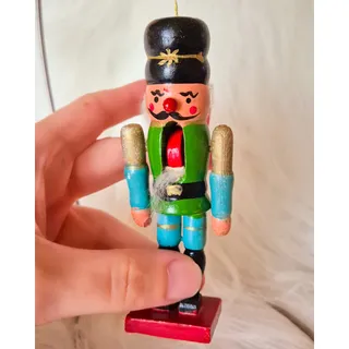 Photo of Vintage Wooden Nutcracker Soldier Christmas Ornament Movable Mouth  