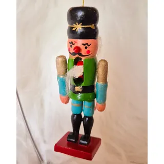 Photo of Vintage Wooden Nutcracker Soldier Christmas Ornament Movable Mouth  