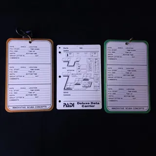 Photo of 3 pc PADI Scuba Waterproof Dive Planner Data Carrier Innovative Concepts Logbook