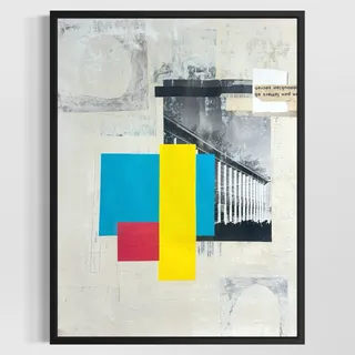 Photo of Original Mixed Media Modern Art Colllage Painting 18x24 "Jow" Signed