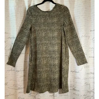 Photo of Pact Womens M Green Camo Long Sleeve T-Shirt Dress Organic Cotton