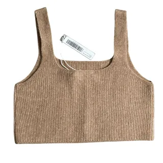 Photo of Everlane Cozy-Stretch Tank Camel Wool Yak Hair Blend Ribbed Crop Tank NWT Small