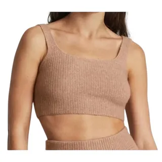 Photo of Everlane Cozy-Stretch Tank Camel Wool Yak Hair Blend Ribbed Crop Tank NWT Small