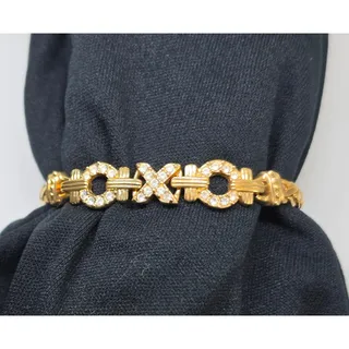 Photo of VTG Park Lane Gold Tone Braided Rhinestone "XOXO" Bracelet RETRO NOS
