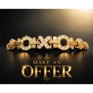 Photo of VTG Park Lane Gold Tone Braided Rhinestone "XOXO" Bracelet RETRO NOS