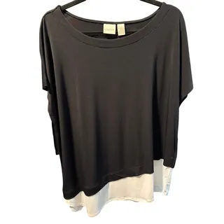 Photo of NWT Chico's Asymmetrical Black White Short Sleeve Top 3