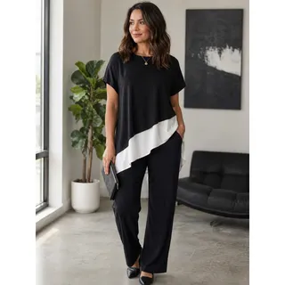 Photo of NWT Chico's Asymmetrical Black White Short Sleeve Top 3