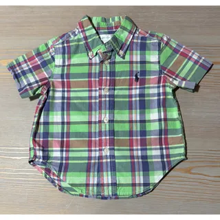 Photo of Polo Ralph Lauren Baby Boys Green Multi Plaid Cotton Poplin Shirt (Size 12M) 