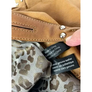 Photo of Perlina New York Vintage Tan Leather Hobo Bag Studded Shoulder Purse Slouchy