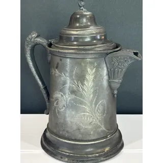 Photo of 1890s Antique Waldorf Silverplate Floral Pitcher Victorian Farmhouse Decor