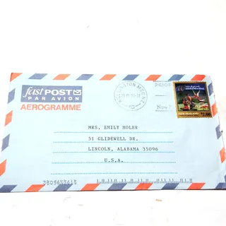 Photo of New Zealand Post 2001 Christmas $2.00 Aerogramme Cover to USA with Letter