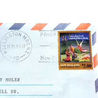 Photo of New Zealand Post 2001 Christmas $2.00 Aerogramme Cover to USA with Letter