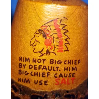 Photo of Live Edge Wood Carved Native American Salt & Pepper Shakers Chief Squaw Souvenir