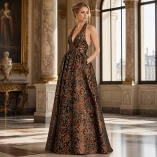 Photo of Dress the Population Christina Metallic Floral Jacquard Gown XS, NWT 