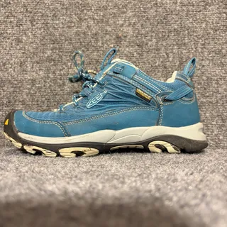 Photo of Keen Saltzman Waterproof Hiking Shoes Blue Teal Leather Women Size 6 Trail Boots
