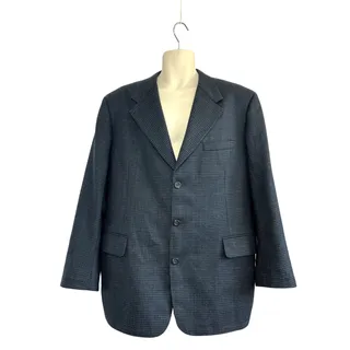 Photo of VTG Y2K Corporate Image 44 Blue Houndstooth Wool Blazer Sport Coat Preppy Luxury