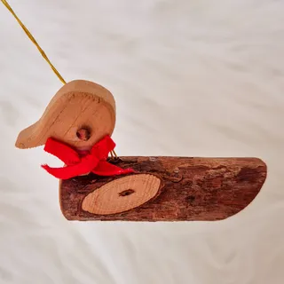 Photo of Handmade Wooden Duck Hanging Ornament Rustic Carved Wood Bird Christmas Decor