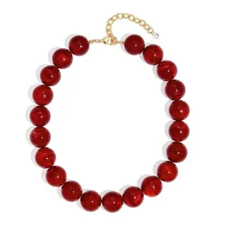 Photo of Red Chunky Beaded Necklace 20MM Resin Bubble Beads