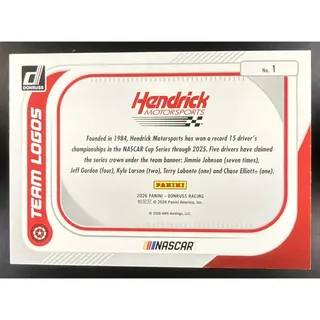 Photo of 2026 Panini Donruss NASCAR Hendrick Motorsports #1 Team Logos Diamond Plate /199