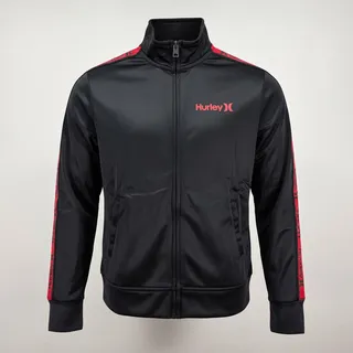 Photo of Hurley Boys Lightweight Zip Jacket Black Red Logo Track Style NWT Size 10