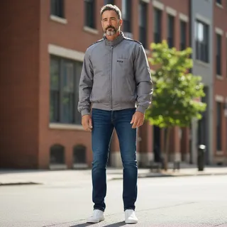 Photo of Members Only Jacket Gray Full Zip Lightweight Mens 42