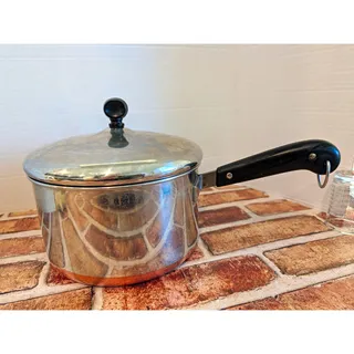 Photo of VTG Pre-1968 Revere Ware 3 Qt Saucepan Lid Copper Clad Process Patent Clinton IL