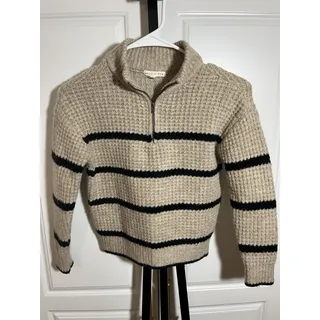 Photo of Copper Key Child Tan With Black Stripe 3/4 Zip Sweater Pullover Size Small