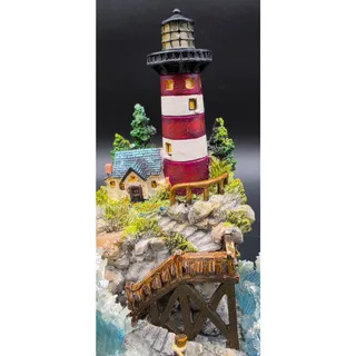 Photo of Vintage Light Up Musical Lighthouse Ocean Figurine Ship in Globe Lighted Statue