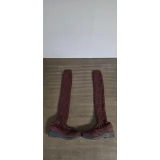 Photo of Burgundy Cable Knit Over the Knee Sock Boots EU 36 US 6 Lug Sole