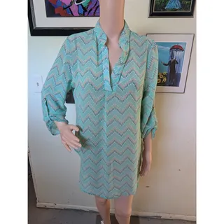 Photo of Auditions Mint Chevron V-Neck Tunic