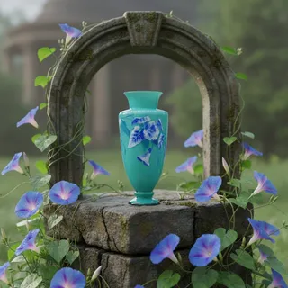 Photo of Antique Harrach Bohemian Enameled Opaline Glass Vase-UV Reactive-Art Nouveau