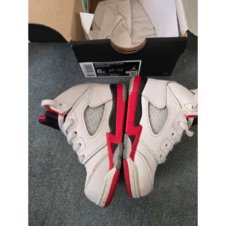 Photo of Air Jordan 5 Retro Fire Red Toddler Lifestyle Shoes, White/Fire Red/Black, Sz 6C